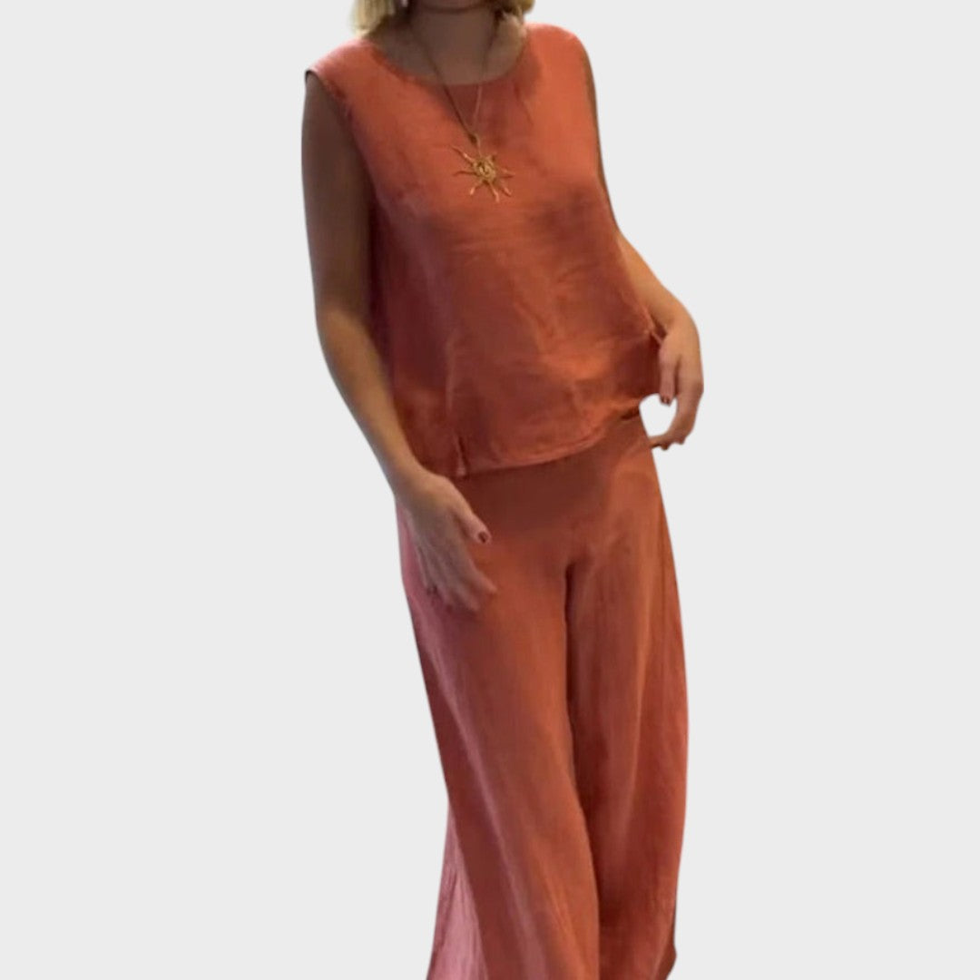 Ava™ | Irmelie – Sleeveless Linen Set with Relaxed Waist