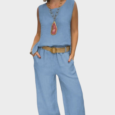 Ava™ | Irmelie – Sleeveless Linen Set with Relaxed Waist