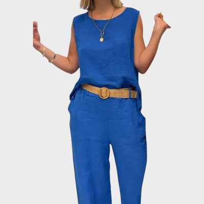Ava™ | Irmelie – Sleeveless Linen Set with Relaxed Waist