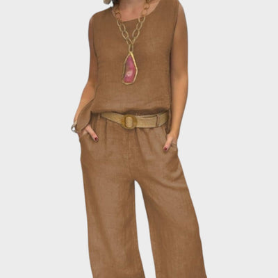 Ava™ | Irmelie – Sleeveless Linen Set with Relaxed Waist