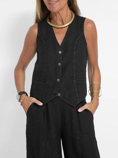 Ava™ | Buttoned Vest and Wide Pants