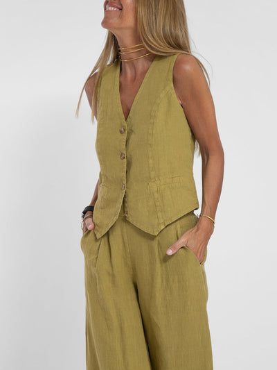 Ava™ | Buttoned Vest and Wide Pants