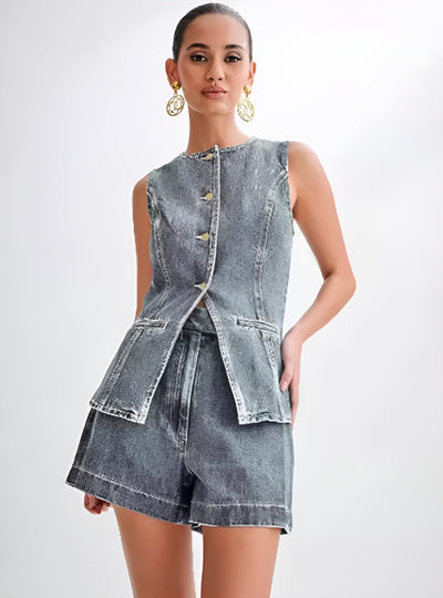 Ava™ | Trendy Denim Set with Buttons