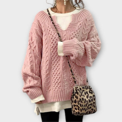 Ava™ Oversized Braided Pattern Sweater