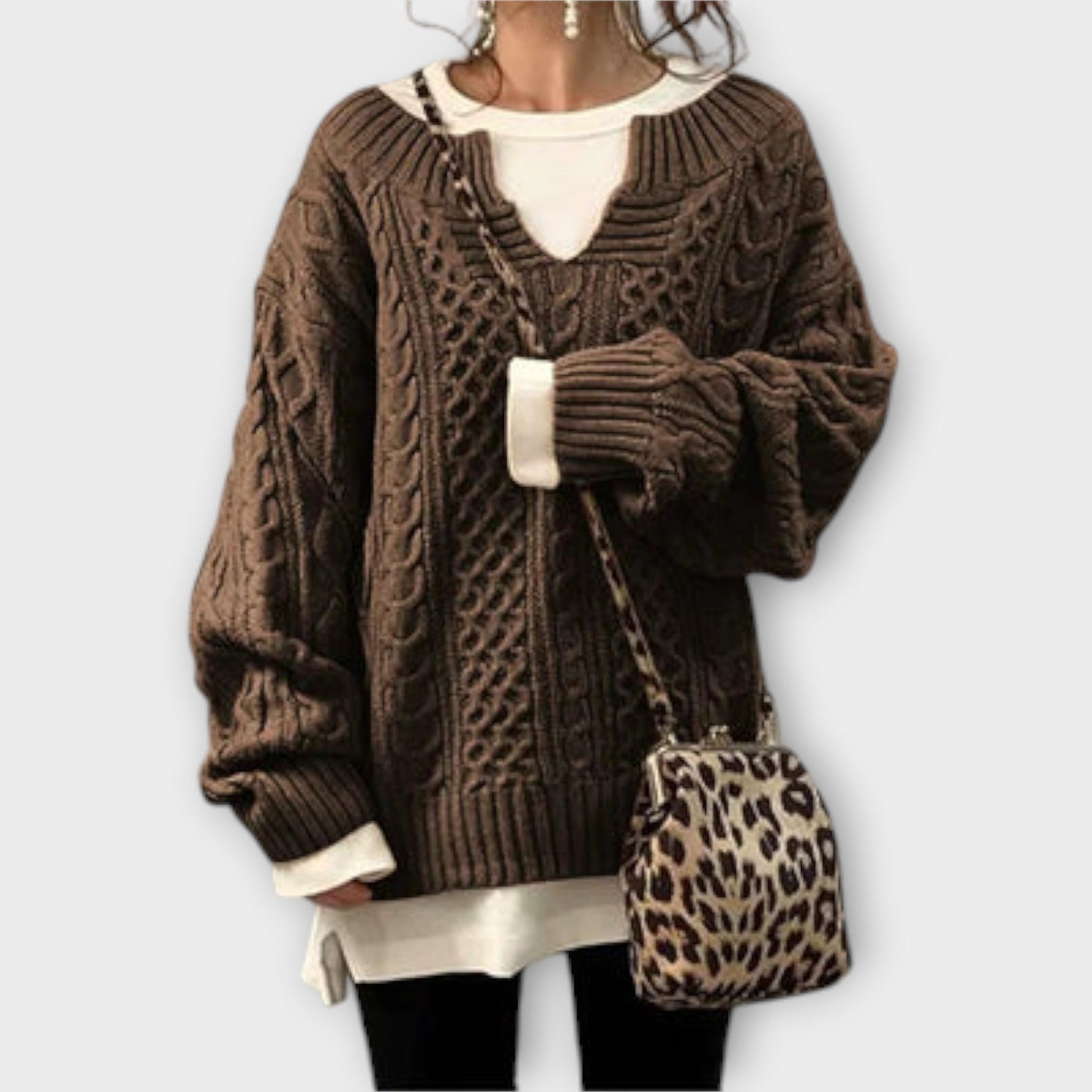 Ava™ Oversized Braided Pattern Sweater