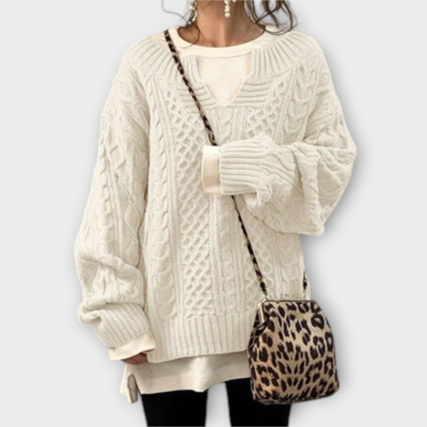 Ava™ Oversized Braided Pattern Sweater