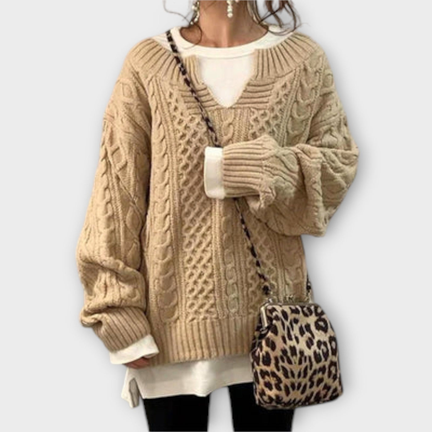 Ava™ Oversized Braided Pattern Sweater