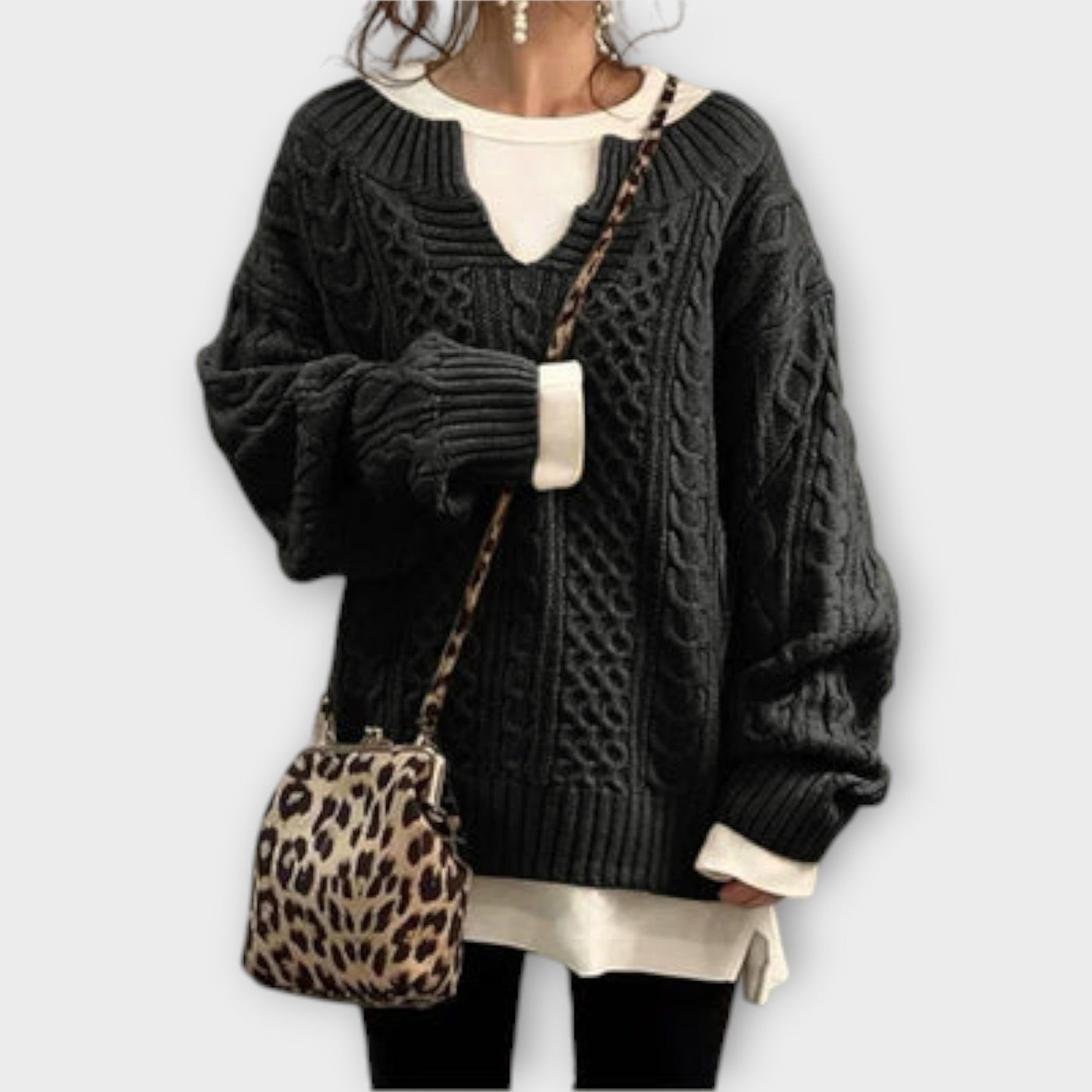 Ava™ Oversized Braided Pattern Sweater