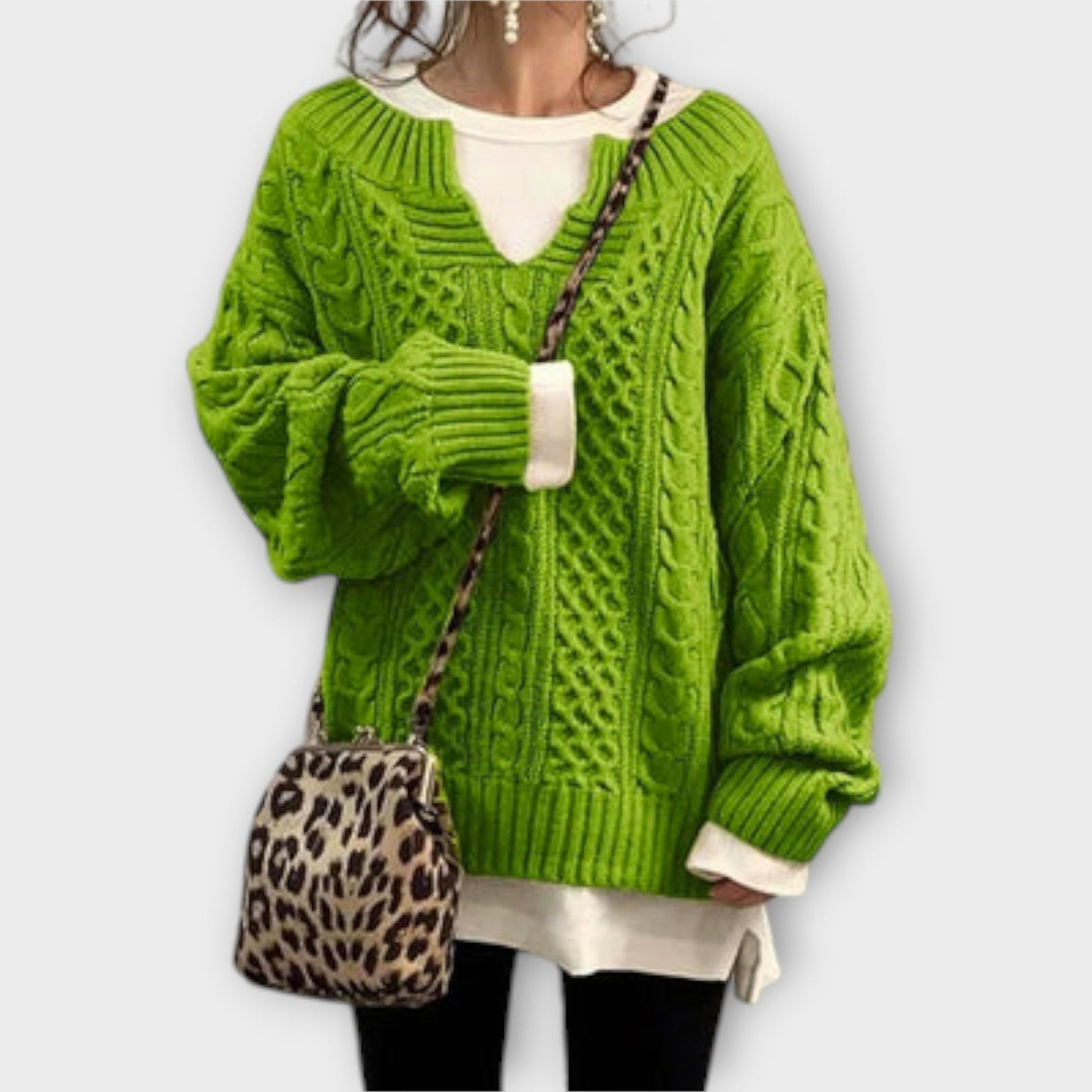 Ava™ Oversized Braided Pattern Sweater
