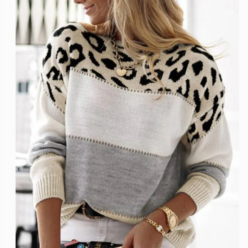 Ava™ - Casual Sweater with Leopard Design