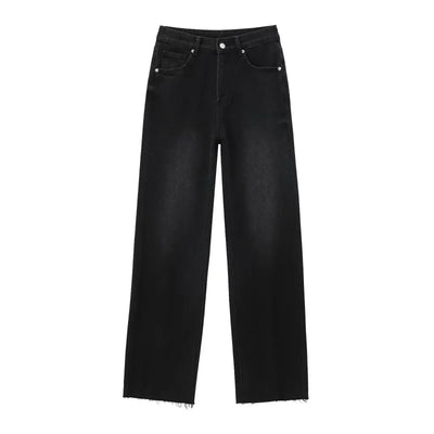 Ava™ | Elegant Black Jeans with Raw Finish