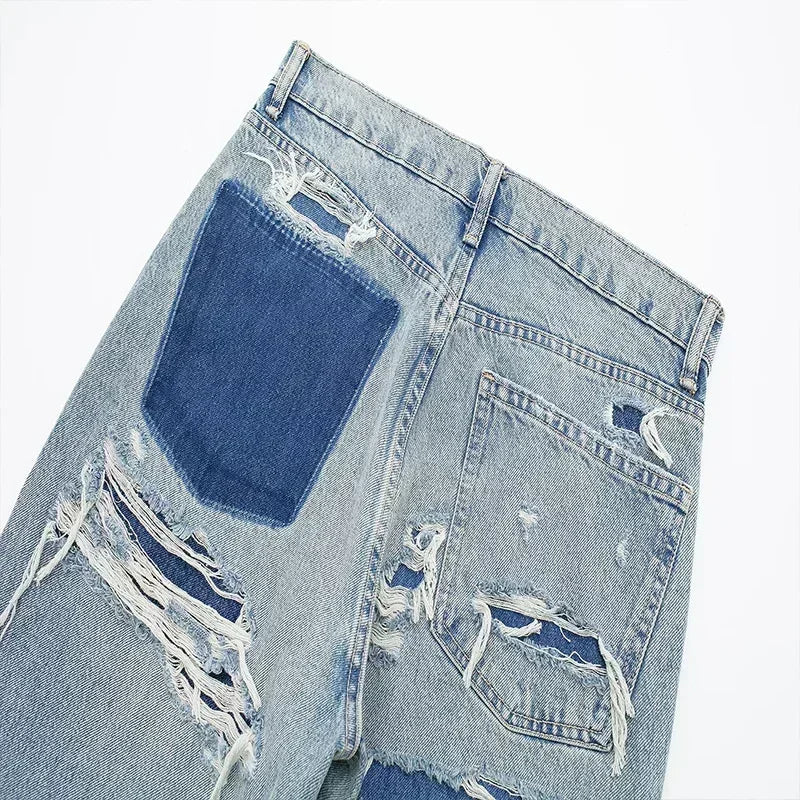 Ava™ | Distressed Patchwork Jeans