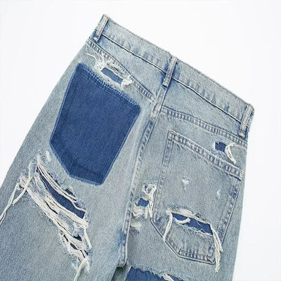 Ava™ | Distressed Patchwork Jeans