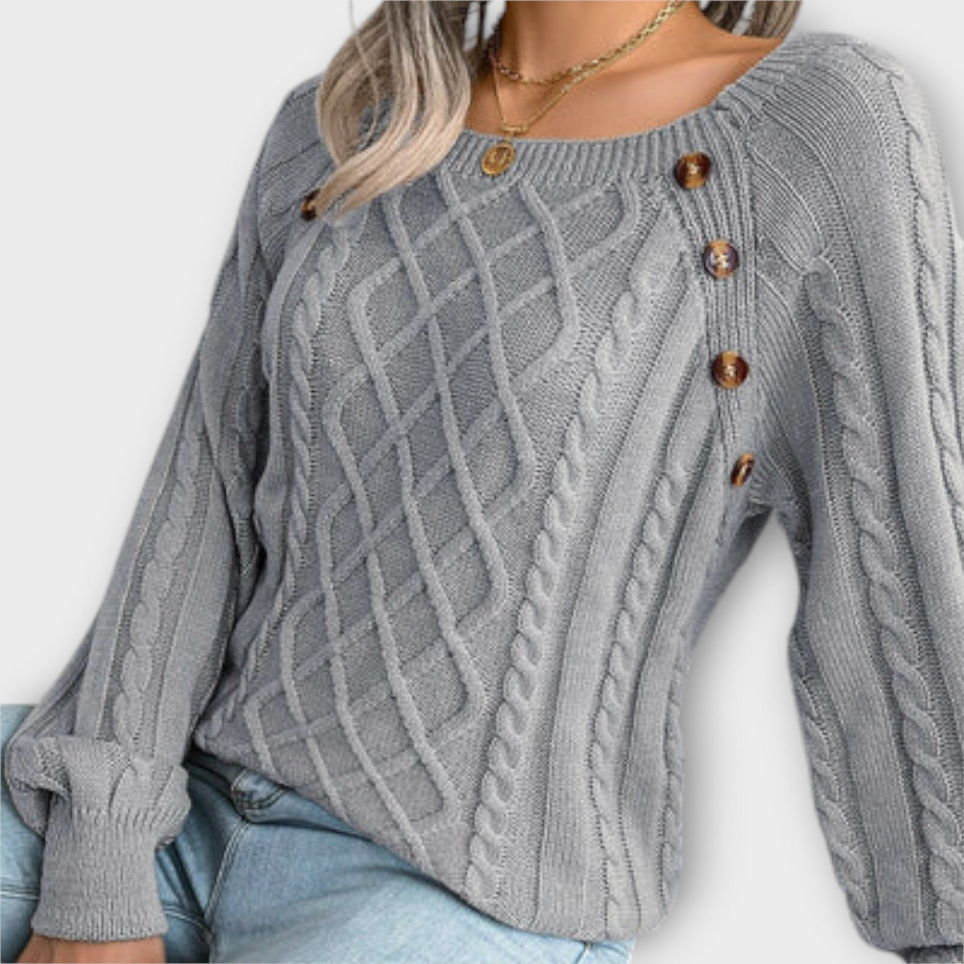 Ava™ - Knitted Sweater with Buttons