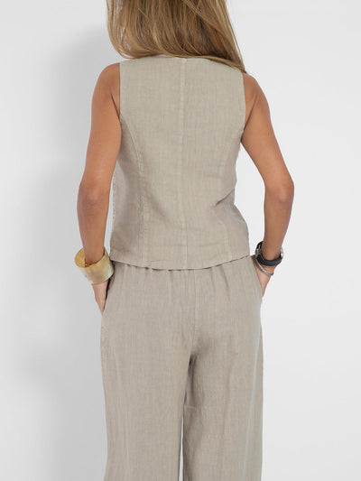 Ava™ | Buttoned Vest and Wide Pants