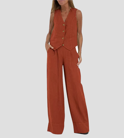 Ava™ | Buttoned Vest and Wide Pants